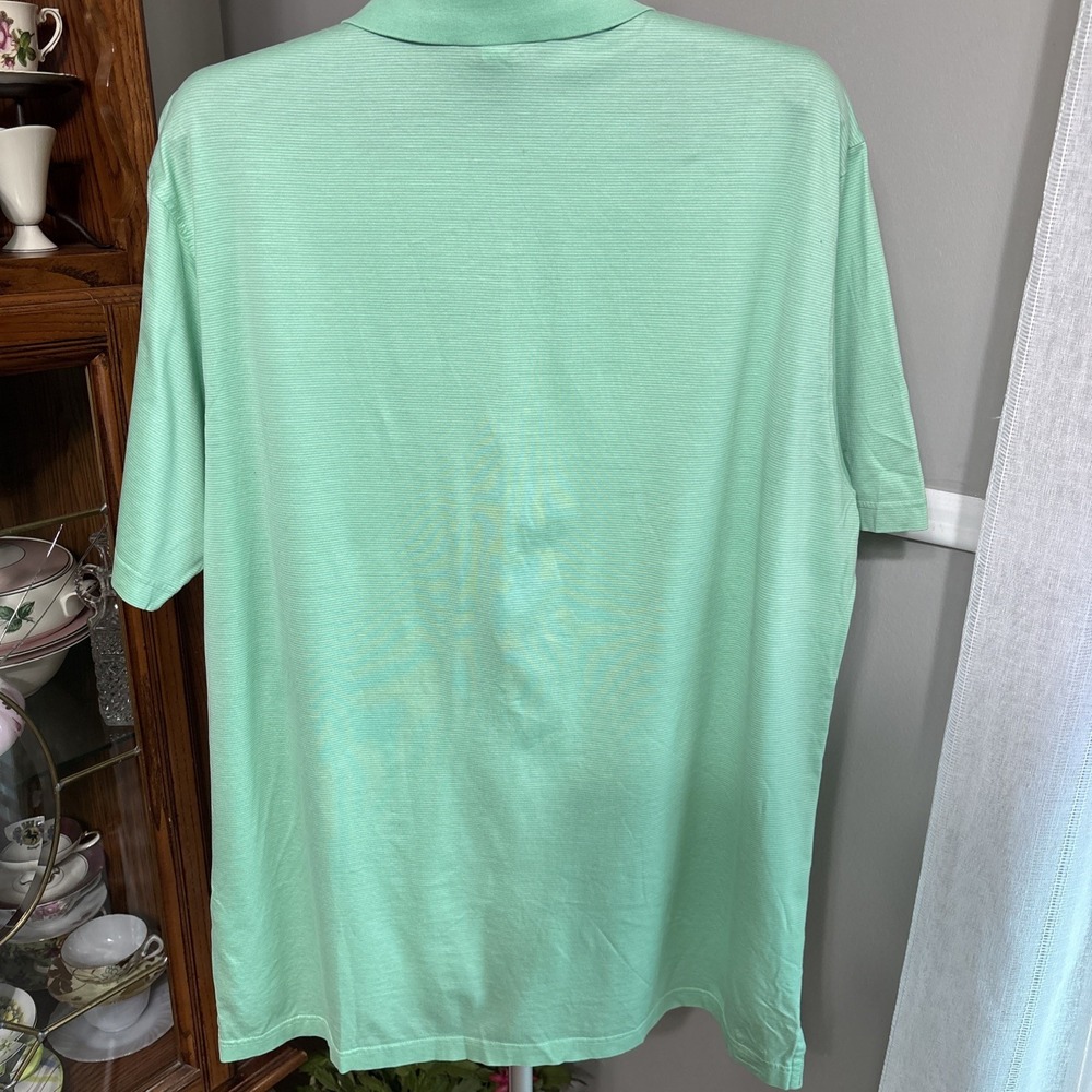 Peter Millar Polo Shirt Mens XL Green Stripe Short Sleeve Golf Cotton Stretch - Picture 6 of 7